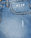 Голубые джинсовые шорты с бахромой MSGM | Фото 4