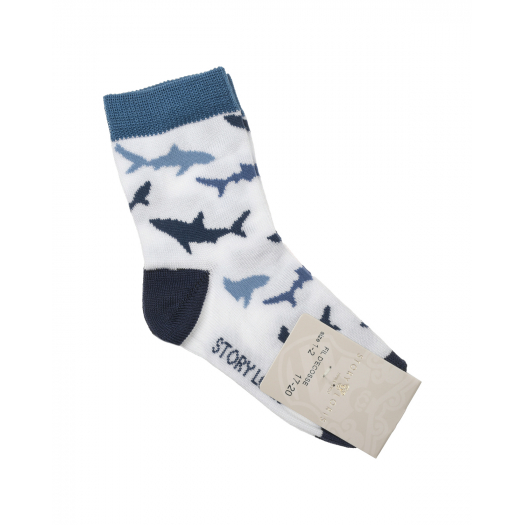 Белые носки с принтом &quot;акулы&quot; Story Loris | Фото 1