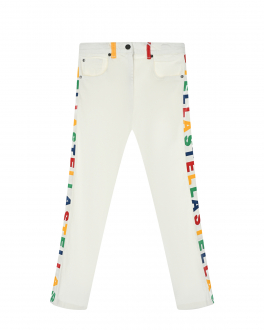 Белые джинсы с разноцветным лого Stella McCartney Белый, арт. 8Q6BF0 Z0156 100MC | Фото 1