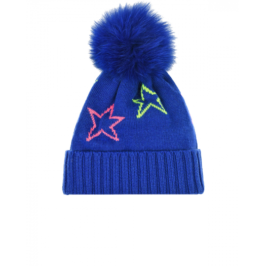 Синяя шапка с неоновыми звездами Chobi | Фото 1