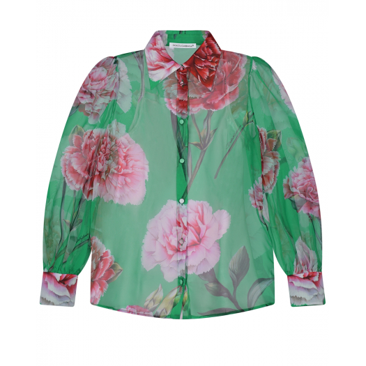 Шелковая блуза с принтом &quot;розы&quot; Dolce&Gabbana | Фото 1