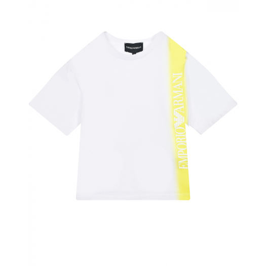 Белая футболка с желтой полосой Emporio Armani | Фото 1