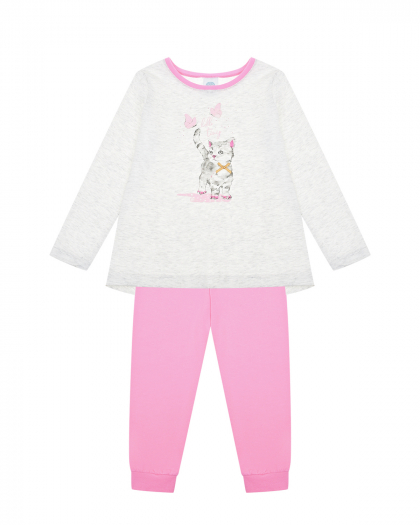 Пижама из хлопка с розовыми брюками Sanetta | Фото 1