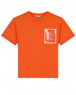 Оранжевая футболка с лого Moncler Оранжевый, арт. 8C00021 83907 327 | Фото 1