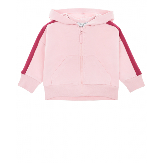 Розовая спортивная куртка с бордовыми лампасами Monnalisa | Фото 1