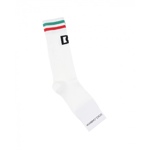 Белые носки с отделкой в полоску Dolce&Gabbana | Фото 1