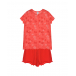 Красная пижама из хлопка с принтом Sanetta | Фото 1
