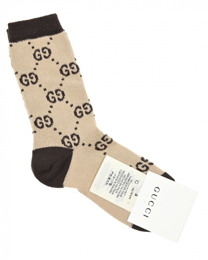 Бежевые носки с логотипом GUCCI | Фото 1