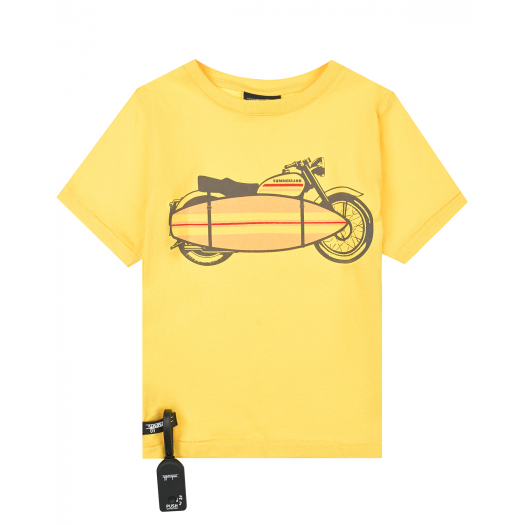 Желтая футболка с с принтом &quot;мотоцикл&quot; Yporque | Фото 1