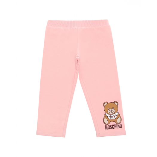 Розовые спортивные брюки с принтом &quot;медвежонок&quot; Moschino | Фото 1