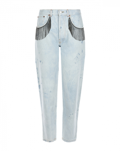 Голубые джинсы с бахромой Forte dei Marmi Couture | Фото 1