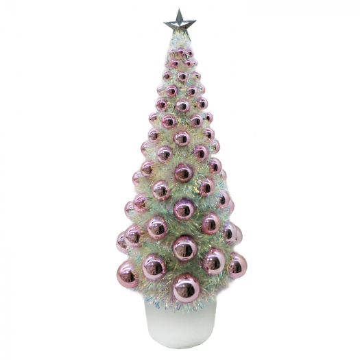 Новогодний сувенир &quot;Ель из розовых шаров&quot; LED-60, 23х23х60 см Timstor | Фото 1