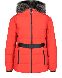 Красная лыжнаяя куртка с меховой отделкой Yves Salomon Красный, арт. 23WFV00864M13W A6072 | Фото 1