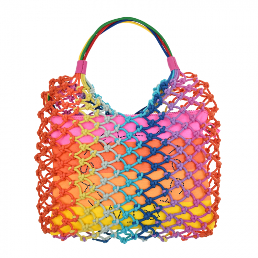 Яркая плетеная сумка с косметичкой, 30х27 см. Stella McCartney | Фото 1