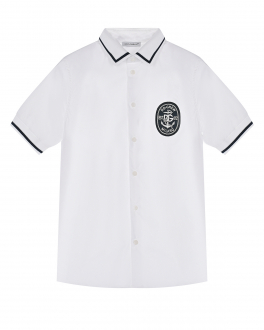 Белая поплиновая рубашка с короткими рукавами Dolce&Gabbana Белый, арт. L43S57 G7D2R W0800 | Фото 1