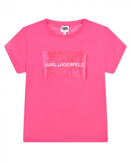 Футболка цвета фуксии с логотипом Karl Lagerfeld kids | Фото 1