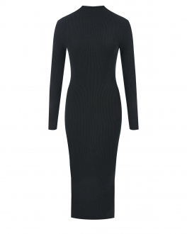 Черное кашемировое платье с вырезом на спине Arch4 Черный, арт. KNDR22104 BLACK | Фото 1