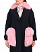 Темно-синее пальто с розовыми карманами из меха Blancha | Фото 12