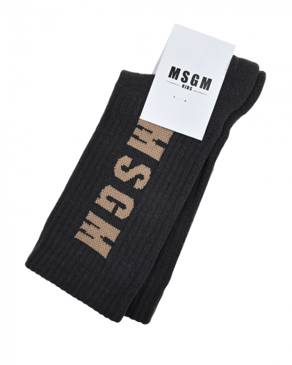 Носки с бежевым лого, темно-серые MSGM | Фото 1
