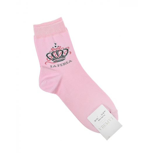 Розовые носки с принтом &quot;корона&quot; La Perla | Фото 1