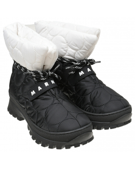 Черно-белые ботинки со стеганой отделкой MARNI Черный, арт. 71599 VAR.08 | Фото 1