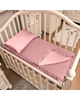 Комплект постельного белья для новорожденных из натурального шелка Mulberry с декором, Lilac Peony SALON DE SILK , арт. CHBL21SILK_LILAC_лиловый | Фото 2
