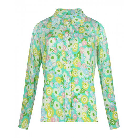Зеленая блуза с цветочным принтом ROHE | Фото 1