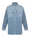 Вельветовая рубашка с накладными карманами, серо-голубая Dan Maralex | Фото 1