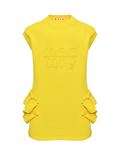 Платье с рюшами, желтое MARNI | Фото 1