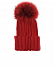 Красная шапка с меховым помпоном Catya | Фото 2