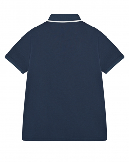 Темно-синяя футболка-поло с отделкой в полоску Emporio Armani Синий, арт. 3L4F90 1JTKZ 0947 | Фото 2