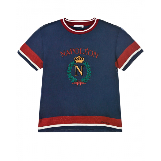 Синяя футболка для мальчиков с принтом &quot;Napoleon&quot; Dolce&Gabbana | Фото 1