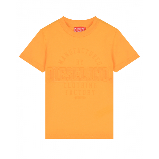 Оранжевая футболка с лого в тон Diesel | Фото 1