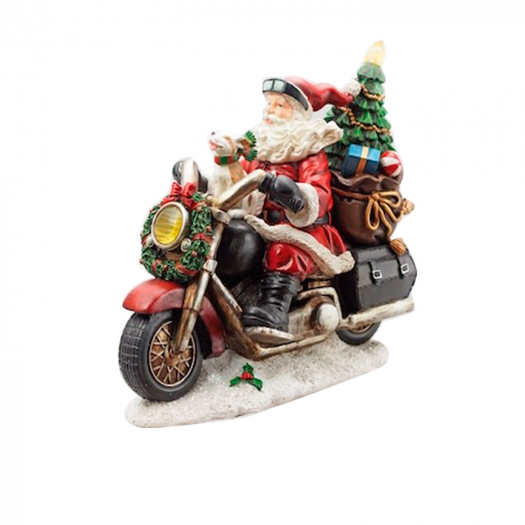 Новогодний сувенир &quot;Санта мотоциклист&quot; свет, звук 30х14х26см Musicboxworld | Фото 1