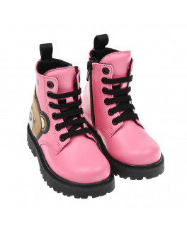 Розовые ботинки с боковой аппликацией Moschino Розовый, арт. 68926 VAR.5 | Фото 1
