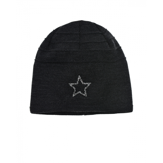 Темно-серая шапка со звездой из страз MaxiMo | Фото 1