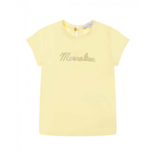 Желтая футболка с лого Monnalisa | Фото 1