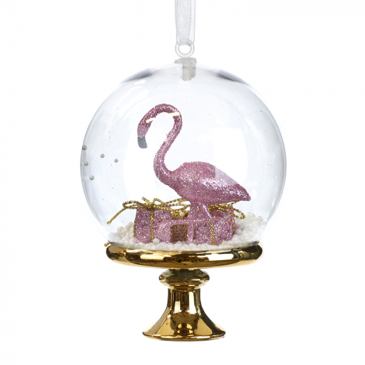 Подвеска &quot;Фламинго в шаре на подставке&quot;, розовый/золото, 11 см Goodwill | Фото 1