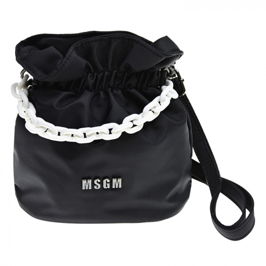 Черная сумка с белой цепочкой, 20x18x10 см MSGM | Фото 1