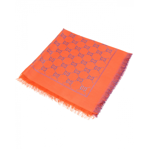 Оранжевый платок с паттерном в виде логотипа бренда GUCCI | Фото 1