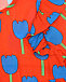 Красное платье с принтом &quot;синие тюльпаны&quot; Stella McCartney | Фото 5