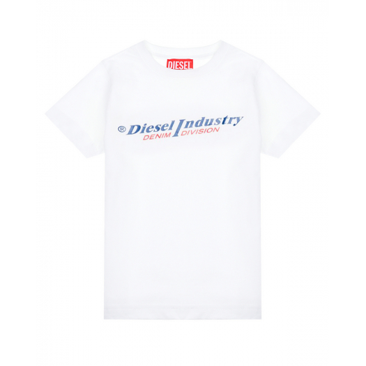 Белая футболка с красным лого Diesel | Фото 1