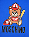 Синяя футболка с принтом &quot;медведь-бейсболист&quot; Moschino | Фото 3