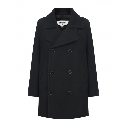 Черное двубортное пальто MM6 Maison Margiela | Фото 1