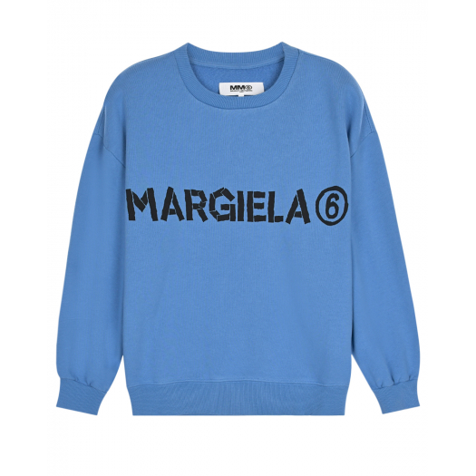 Голубой свитшот с черным лого MM6 Maison Margiela | Фото 1