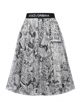 Шелковая юбка со сплошным принтом Dolce&Gabbana Мультиколор, арт. L54I44 IS1PC HA4CE | Фото 1