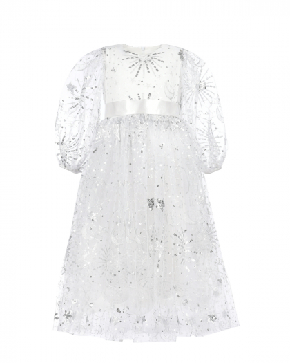 Белое платье с вышивкой пайетками Dan Maralex | Фото 1