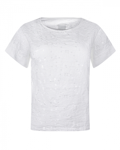 Белая блуза с пайетками 120% Lino | Фото 1
