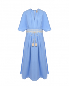 Голубое платье миди с белым поясом OLOLOL Голубой, арт. OLD067V/9005.401/S22 | Фото 1