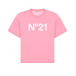Розовая футболка с белым логотипом No. 21 | Фото 1